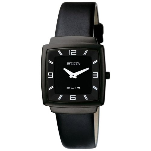 41uKpSirpwL. SL500  Invicta Womens Slim Collection Square Black Leather Watch #5152