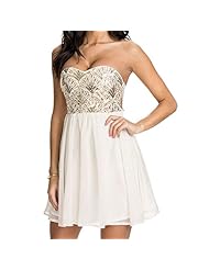 Sexy A-line Strapless Sequined Bandeau Neck Skater Dress 