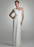 David's Bridal Wedding Dress: Lace One Shoulder Gown with Bow Detail Style DB2M1608