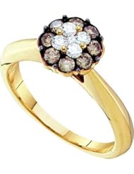 0.50CTW COGNAC DIAMOND LADIES FLOWER RING