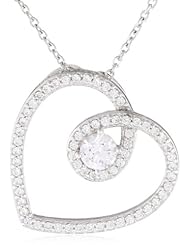 Myia Passiello "Hearts" Swarovski Cubic Zirconia Swirl Heart Pendant Necklace
