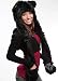 Black Cat Full Animal Hood Hoodie Hat Faux Fur 3 in 1 Function Paw Mittens Gloves