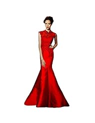 Taffeta High-Neck Mermaid Applique Evening Dress/Prom Dress 