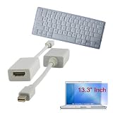 Clear Soft Keyboard Silicone Cover + Clear Screen Protector + Mini DisplayPort to HDMI Adapter for Apple Macbook 13.3" Laptop