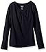 French Toast Big Girls' Long Sleeve V-Neck T-Shirt, Navy, 10/12