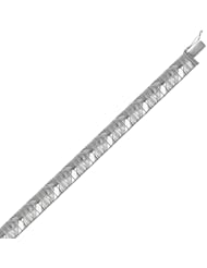 14K Sterling Silver Rhodium Plated Chevron Diamond Cut Flat Bracelet