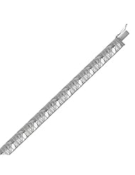 14K Sterling Silver Rhodium Plated Chevron Diamond Cut Flat Bracelet