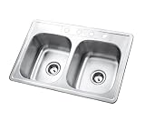 Elements of Design K33226DBN# 24 Gauge Double Bowl Stainless Steel Self-Rimming Kitchen Sink