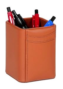 Tan Leather Pencil Cup