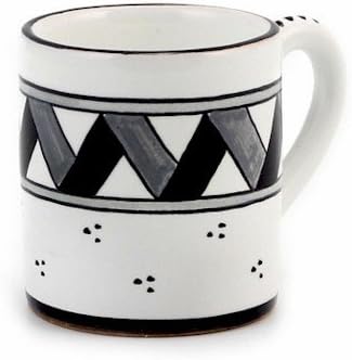 DERUTA GEOMETRICO BWG: Espresso Coffee Mug [5 oz.] (Black/White/Gray)