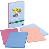 Post-it Recycled Super Sticky Notes, 4 in x 6 in, Bali Collection, Lined, 4 Pads/Pack, 45 Sheets/Pad (4621-SSNRP)