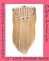 Glamour Extensions #27/613 Dark Blonde/Light Blonde Human Hair Clip in On One Piece Instant Hair Extensions 21" Length