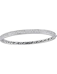1.50ctw 5.0mm (1/5") Double Row Diamond Fashion Bangle 14K White Gold