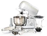 Charles Jacobs Kitchen Powerful 3 in 1 FOOD STAND MIXER INC Blender,Meat Grinder 5.5L in SILVER, Most POWERFUL 1200W - with/SPLASH GUARD - 12 MONTHS 5 STAR WARRANTY