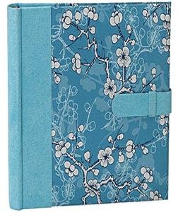 Turquoise CHERRY BLOSSOMS suede album for 200 photos - 4x6