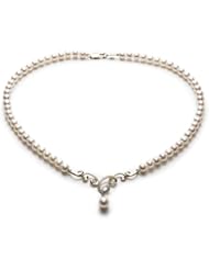 Mikura Necklace, 18K Gold, Freshwater Pearls, 7.5-5.5mm, "A" Quality w/ Diamonds -45 cm