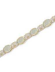 14kt Yellow Gold Oval Opal and Diamond Bracelet