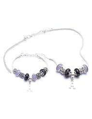 Initial Letter Charm Bracelet and Necklace Gift Set Girls Pandora Style Gift Boxed PLEASE SPECIFY LETTER OF CHOICE