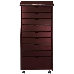 Stanton 8 + 1 Drawer Wide Storage Cart, 41Hx20W, DARK CHERRY by Home Decorators Collection