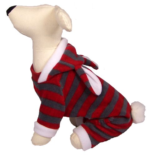 Dog and Cat Adorable High Quality PAJAMAS - Small - Red and Gray Strips - Mommy, Guess What Santa Brought me? - Only 1 Left