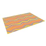 Kess InHouse Nandita Singh "Pink Waves" Orange Yellow Indoor/Outdoor Floor Mat, 5-Feet by 7-Feet