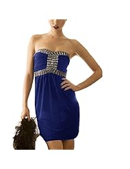 Strapless Metallic/Polyester Beaded Mini Dress 