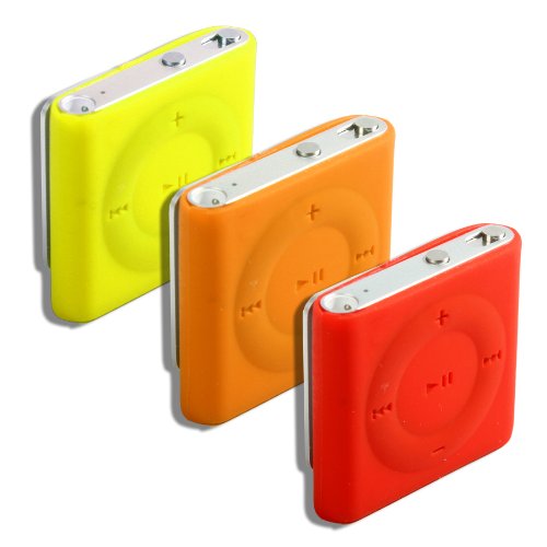 3 Pack Shuffle Silicones Yellow Orange + Red For The New 2010 Apple Ipod Shuffle