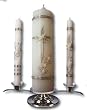 3-pc Wedding Candle Set with Brass Base