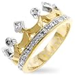 Two Tone Gold Bonded Ring with Clear Czs - Crown - Size: 5-10