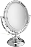 Jerdon HI958C Table Top Lighted Mirror, Nickel
