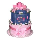 Butterfly Kisses 2-Layer Diaper Cake for Newborn Baby Girls - Baby Shower Gift or Centerpiece