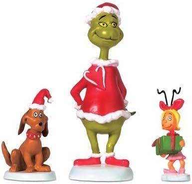 Department 56 Grinch Village The Grinch Max and Cindy Lou Who Figurine Set of 3