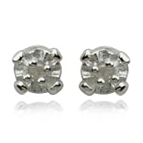 Sterling Silver Genuine Diamond Post Earrings
