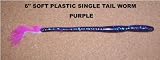 6 Single Tail Soft Plastic Worm - (10 pack) Purple