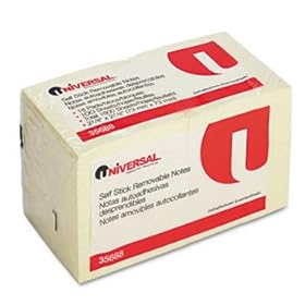 Universal 35688 - Standard Self-Stick Notes, 3 x 3, Yellow, 18 100-Sheet Pads/Pack-UNV35688