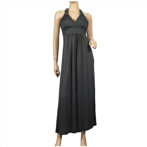 Sexy Gray Lace back Plus size Maxi dress