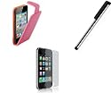 4 in 1 Apple iPhone 3G Pack - Flip case for Apple iphone 3GS - Pink + Stylus Pens for Apple iPhone 3G + Screen Protector for Apple iPhone 3 3GS + Cleaning Cloth
