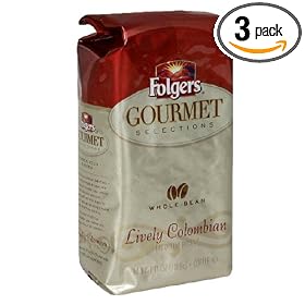 Folgers Gourmet Selections Whole Bean Coffee, Lively Colombian, 11-Ounce Bags (Pack of 3)