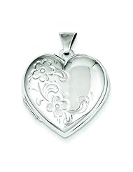 Sterling Silver Flower Heart Locket Jewelry 26mm