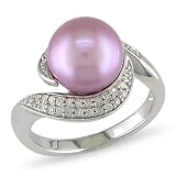 Sterling Silver Lilac Pearl and 1/7ct TDW Ring
