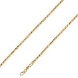 14K Solid Yellow Gold DC Nugget Rope Chain Necklace 2.5mm (3/32) 22