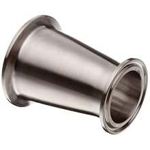 Parker Sanitary Tube Fitting, Stainless Steel 304, Concentric Reducer, 2" Tube OD x 1-1/2" Tube OD