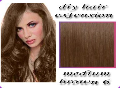 14 inch Luxury Hair Weft and Clips. DIY set to make your own hair extensions #6 Medium Brown