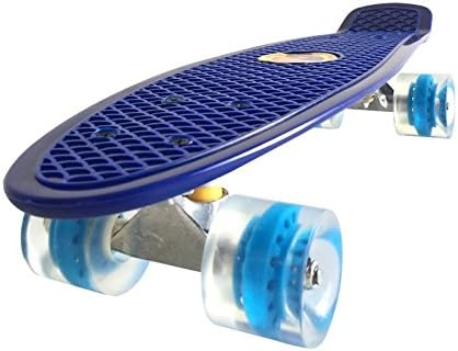 Retro Skateboard Cruiser EE Skateboard Complete Deck 22/27 Mini Plastic (Blue/Clear, 27")