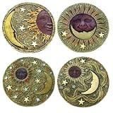 4 x Glow in the dark Stepping Stones with Sun and Moon characters faces
