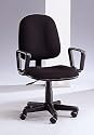 Modern Black Office Chair with Gas Lift Swivel Seat and Black Fabric Cushioned Seat and Back
