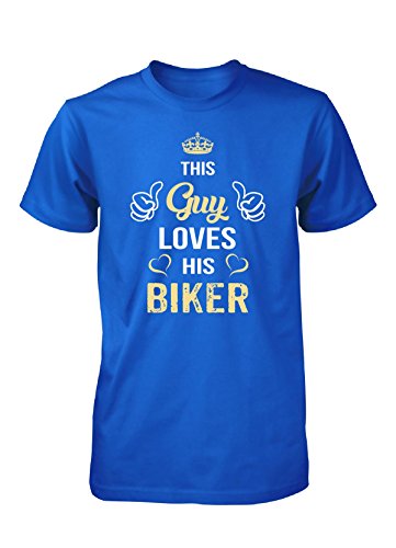 This Guy Loves His Biker. Cool Gift - Unisex Tshirt Royal Adult 2XL