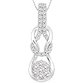 10k White Gold Diamond Love Knot Pendant (1/4 cttw, H-I Color, I2 Clarity), 18