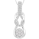 10k White Gold Diamond Love Knot Pendant (1 4 cttw, H-I Color, I2 Clarity), 18