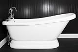 HLSLPD59FPK 59 long Single Slipper PEDESTAL Tub with Pedestal Base and OIL RUBBED BRONZE, Faucet, Supply Lines and Drain